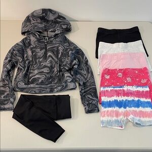 Bundle of Member’s Mark Girls Half Zip Hoodie/Leggings Set & 5 Cartwheel Shorts